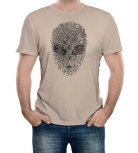 Men's Orange T-Shirt With a Alien's Face in the shape of a thumbprint printed design
