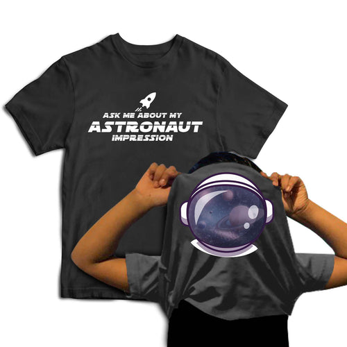 Reality Glitch Ask Me About My Astronaut Impression Flip Kids T-Shirt