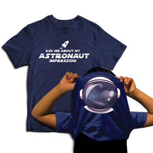 Reality Glitch Ask Me About My Astronaut Impression Flip Kids T-Shirt
