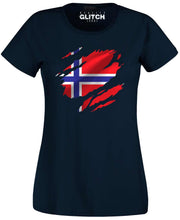 Reality Glitch Torn Norway Flag Womens T-Shirt