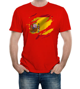 Reality Glitch Torn Spain Flag Mens T-Shirt