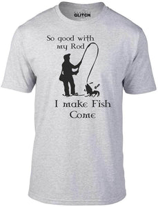 Men's Grey T-shirt With a Fishing Printed Design