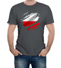 Reality Glitch Torn Poland Flag Mens T-Shirt
