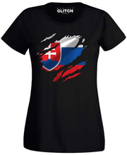 Reality Glitch Torn Slovakia Flag Womens T-Shirt