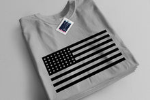 Men's Light Grey T-Shirt With a Black US Flag Printed Design
