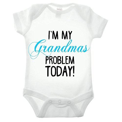 I'm My Grandmas Problem Short Sleeve Blue Text Babygrow