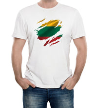 Reality Glitch Torn Lithuania Flag Mens T-Shirt