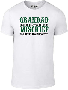 Men's White T-Shirt With a  Grandad Mischief funny slogan Printed Design