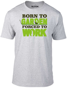 Men's Grey T-Shirt With a Born to Garden Forced to Work  Printed Design