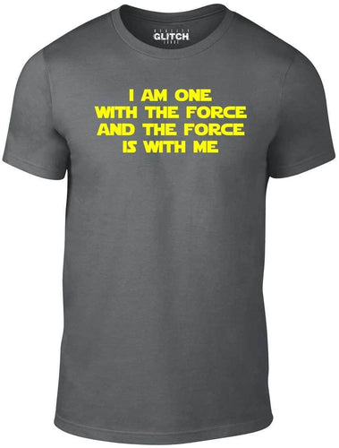 Men's Dark Grey T-Shirt With a  I am one with the Force slogan Printed Design