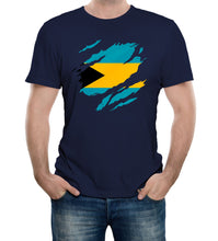 Reality Glitch Torn Bahamas Flag Mens T-Shirt