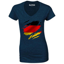 Reality Glitch Torn Germany Flag Womens T-Shirt - V-Neck