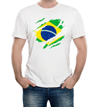 Reality Glitch Torn Brazil Flag Mens T-Shirt