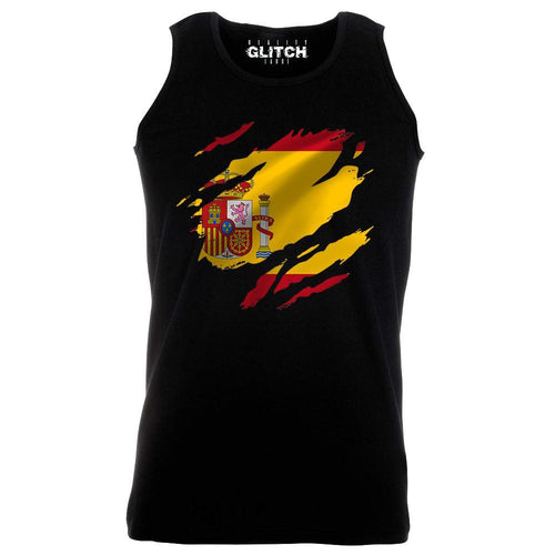 Reality Glitch Torn Spain Flag Mens Vest