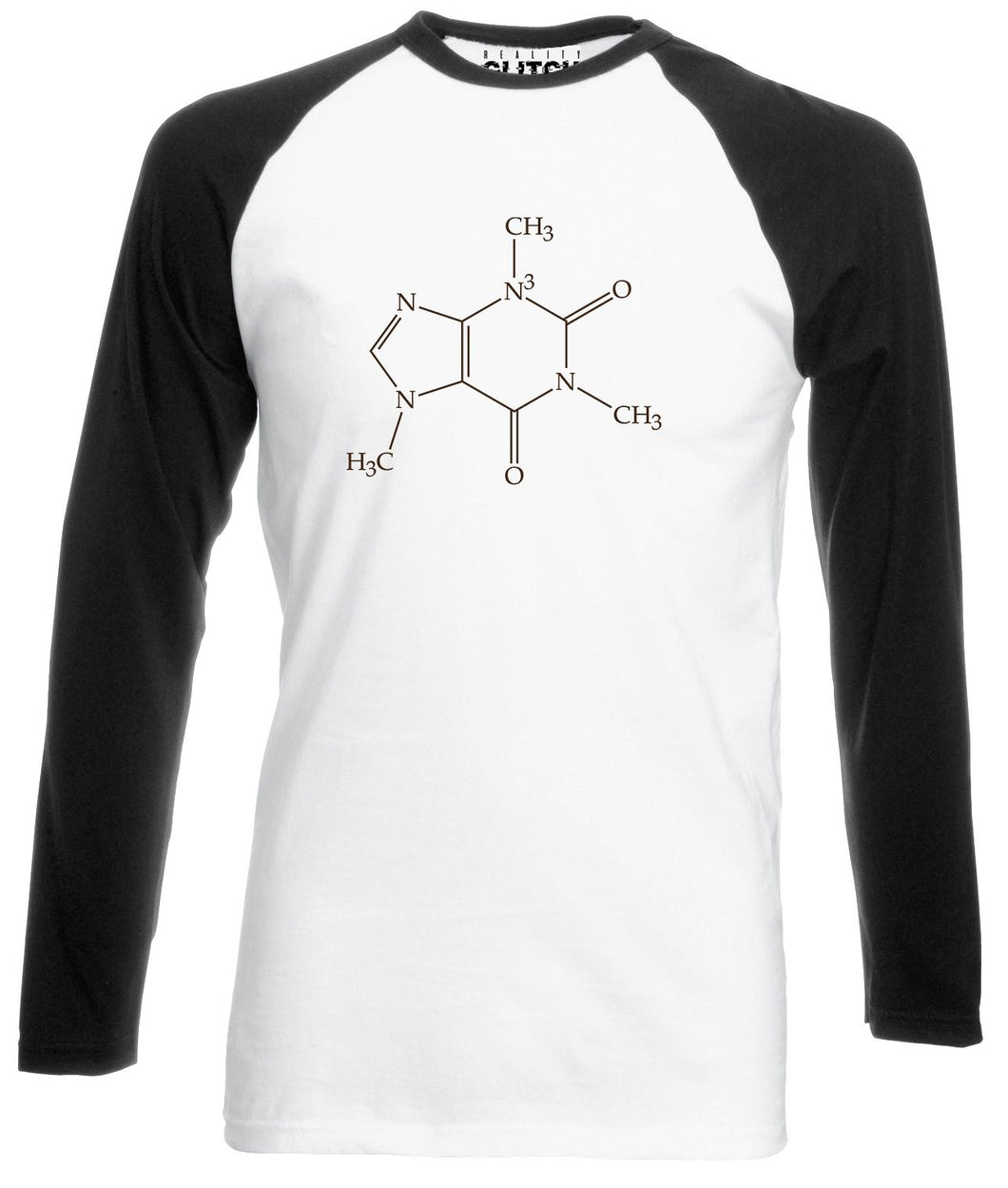 Reality Glitch Caffeine Molecule Mens Baseball Shirt - Long Sleeve