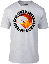 Men's Grey T-shirt With a Red Fire Wolf Printed Design