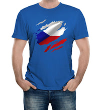 Reality Glitch Torn Czech Republic Flag Mens T-Shirt