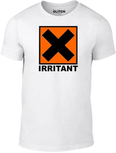 Men's White T-Shirt With a Irritant Symbol Logo Printed Design