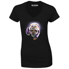 Reality Glitch Space Tiger Womens T-Shirt - V-Neck