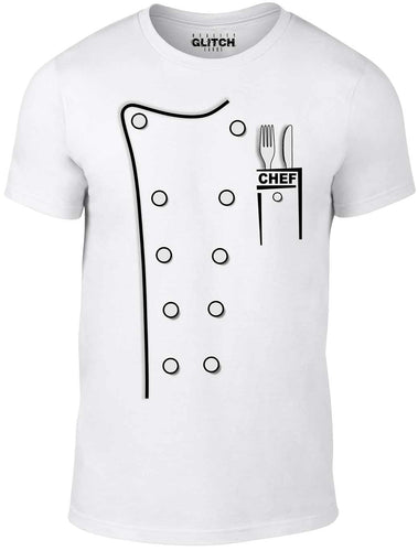 Men's White T-Shirt With a Chef Whites uniform Printed Design