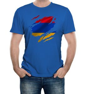 Reality Glitch Torn Armenia Flag Mens T-Shirt