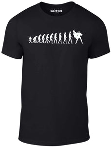 Men's Black T-shirt With a white super hero timeline Printed Design