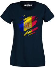 Reality Glitch Torn Andorra Flag Womens T-Shirt