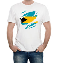 Reality Glitch Torn Bahamas Flag Mens T-Shirt