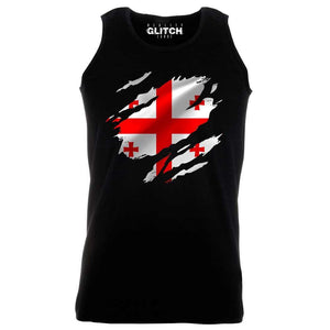 Reality Glitch Torn Georgia Flag Mens Vest