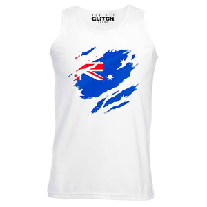 Reality Glitch Torn Australian Flag Mens Vest