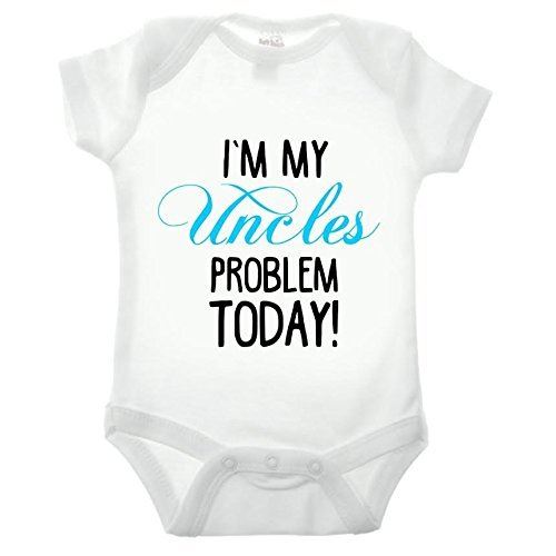 I'm My Uncles Problem Short Sleeve Blue Text Babygrow