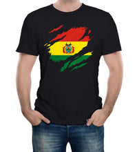 Reality Glitch Torn Bolivia Flag Mens T-Shirt