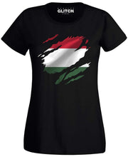 Reality Glitch Torn Hungary Flag Womens T-Shirt