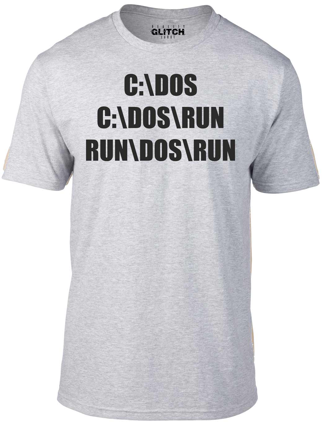 Men's Light Grey T-Shirt With a C DoS Run Programming Printed Design