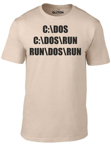 Men's Sand T-Shirt With a C DoS Run Programming Printed Design