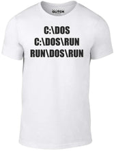 Men's White T-Shirt With a C DoS Run Programming Printed Design