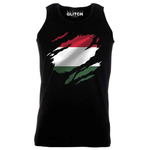 Reality Glitch Torn Hungary Flag Mens Vest