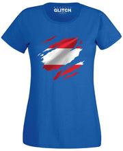 Reality Glitch Torn Austria Flag Womens T-Shirt