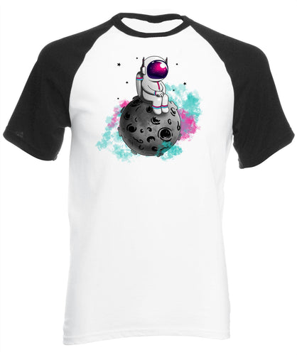 Reality Glitch Spaceman Moon Mens Baseball Shirt