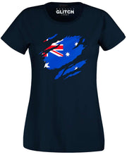 Reality Glitch Torn Australian Flag Womens T-Shirt