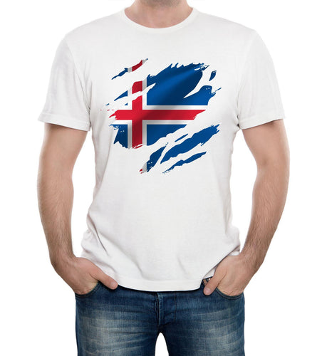 Reality Glitch Torn Iceland Flag Mens T-Shirt