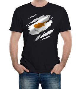 Reality Glitch Torn Cyprus Flag Mens T-Shirt