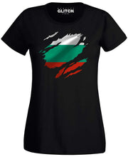 Reality Glitch Torn Bulgaria Flag Womens T-Shirt