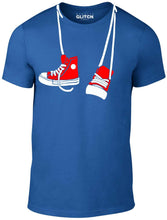 Men's Royal Blue T-Shirt With a  Hanging Red and White Trainers  Printed Design
