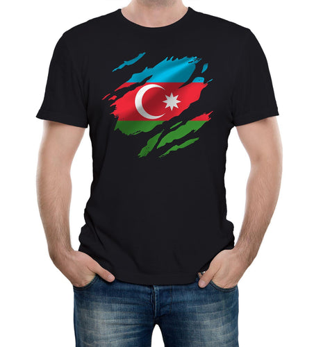 Reality Glitch Torn Azerbaijan Flag Mens T-Shirt