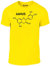 Men's Yellow T-Shirt With a Janus Molecule Printed Design