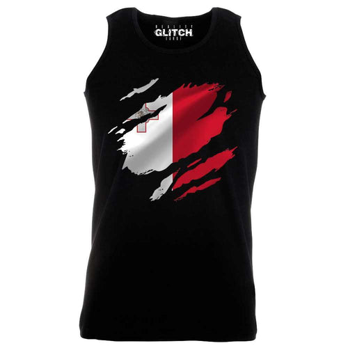 Reality Glitch Torn Malta Flag Mens Vest