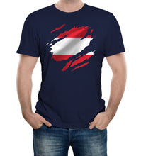 Reality Glitch Torn Austria Flag Mens T-Shirt