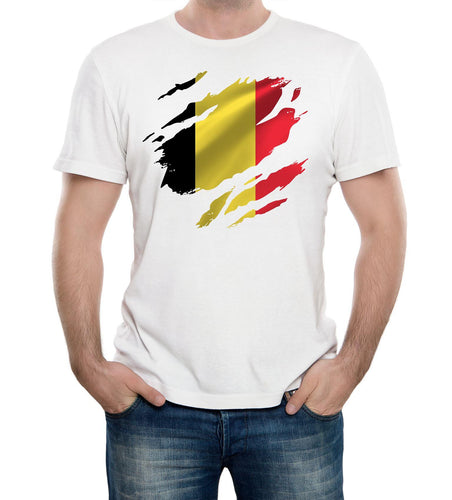 Reality Glitch Torn Belgium Flag Mens T-Shirt