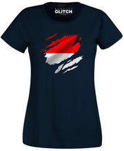 Reality Glitch Torn Monaco Flag Womens T-Shirt